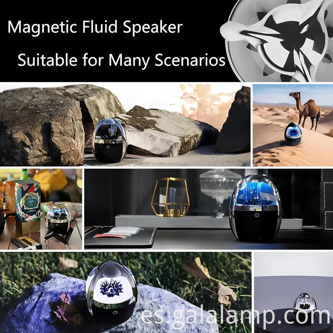 Altavoz dinámico de fluido magnético: iluminado por lámpara de fluido magnético